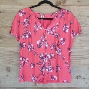 Anthropologie Dolan Left Coast Red Floral Top Size Small